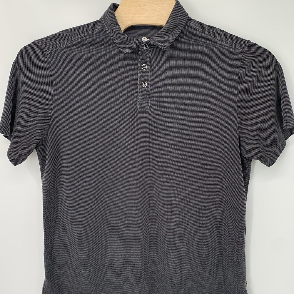 Tommy Bahama Polo Shirt Mens Large Gray Tencel Modal Short Sleeve Micro Pattern - Picture 2 of 6